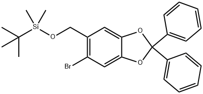 ((6-Bromo-2,2-diphenylbenzo[d][1,3]dioxol-5-yl)methoxy)(tert-butyl)dimethylsilane 구조식 이미지