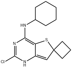 2''-Chloro-N-cyclohexyl-7''H-spiro[cyclobutane-1,6''-thieno[3,2-d]pyrimidin]-4''-amine Structure