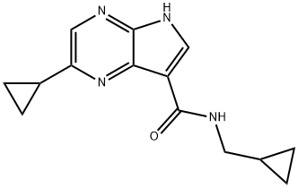 2-Cyclopropyl-N-(cyclopropylmethyl)-5H-pyrrolo[2,3-b]pyrazine-7-carboxamide 구조식 이미지