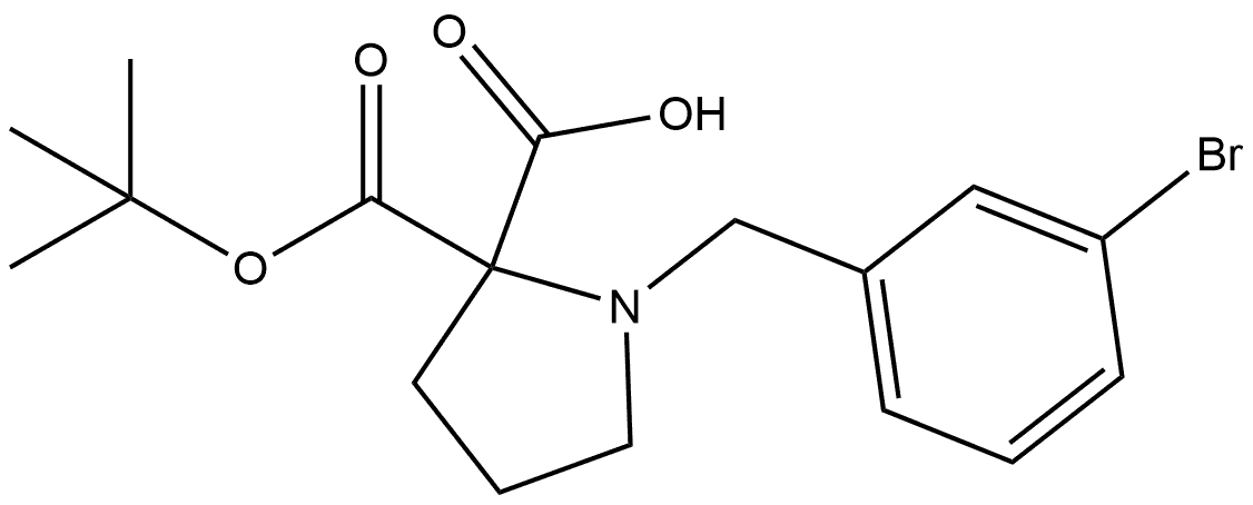 (S)-1-(3-Bromobenzyl)-2-(tert-butoxycarbonyl)pyrrolidine-2-carboxylic acid Structure