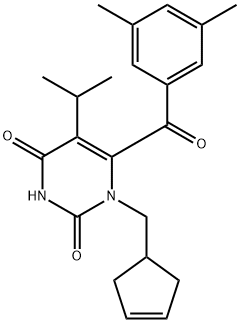 2,4(1H,3H)-Pyrimidinedione, 1-(3-cyclopenten-1-ylmethyl)-6-(3,5-dimethylbenzoyl)-5-(1-methylethyl)- Structure