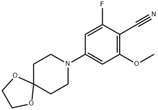Benzonitrile, 4-(1,4-dioxa-8-azaspiro[4.5]dec-8-yl)-2-fluoro-6-methoxy- Structure