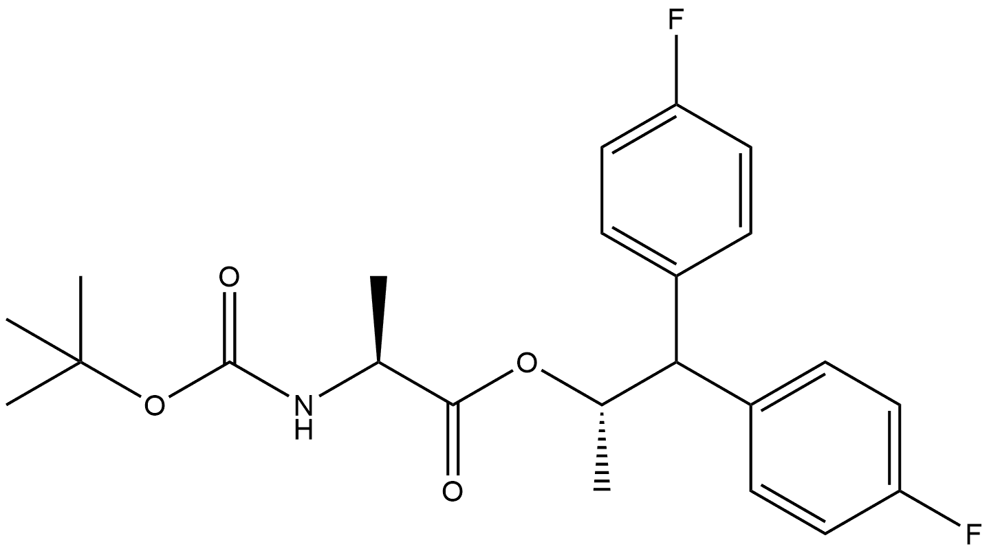 L-Alanine, N-[(1,1-dimethylethoxy)carbonyl]-, (1S)-2,2-bis(4-fluorophenyl)-1-methylethyl ester Structure