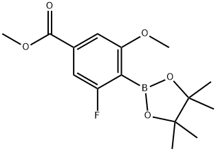 Benzoic acid, 3-fluoro-5-methoxy-4-(4,4,5,5-tetramethyl-1,3,2-dioxaborolan-2-yl)-, methyl ester 구조식 이미지