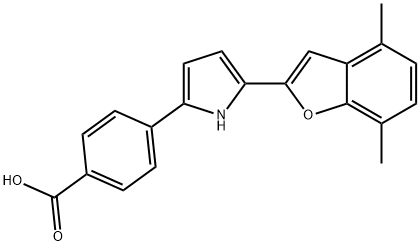 Benzoic acid, 4-[5-(4,7-dimethyl-2-benzofuranyl)-1H-pyrrol-2-yl]- Structure