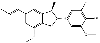 Phenol, 4-[(2R,3R)-2,3-dihydro-7-methoxy-3-methyl-5-(1E)-1-propen-1-yl-2-benzofuranyl]-2,6-dimethoxy- Structure