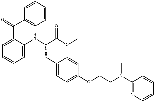 L-Tyrosine, N-(2-benzoylphenyl)-O-[2-(methyl-2-pyridinylamino)ethyl]-, methyl ester Structure