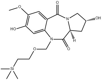 1H-Pyrrolo[2,1-c][1,4]benzodiazepine-5,11(10H,11aH)-dione, 2,3-dihydro-2,8-dihydroxy-7-methoxy-10-[[2-(trimethylsilyl)ethoxy]methyl]-, (2R,11aS)- Structure