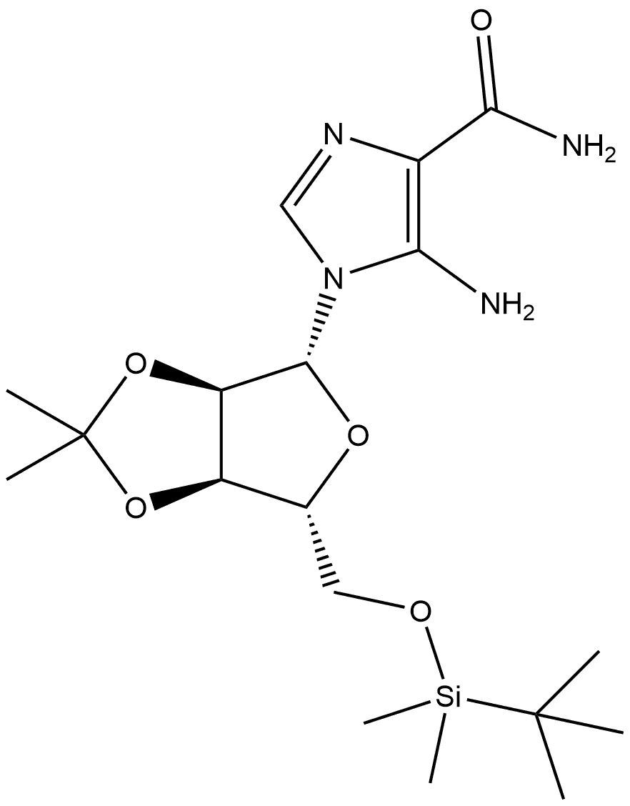 1H-Imidazole-4-carboxamide, 5-amino-1-[5-O-[(1,1-dimethylethyl)dimethylsilyl]-2,3-O-(1-methylethylidene)-β-D-ribofuranosyl]- Structure