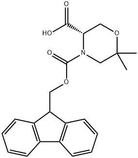 3,4-Morpholinedicarboxylic acid, 6,6-dimethyl-, 4-(9H-fluoren-9-ylmethyl) ester, (3S)- Structure