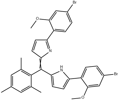 1H-Pyrrole, 2-(4-bromo-2-methoxyphenyl)-5-[[5-(4-bromo-2-methoxyphenyl)-2H-pyrrol-2-ylidene](2,4,6-trimethylphenyl)methyl]- 구조식 이미지