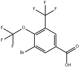 3-Bromo-4-(trifluoromethoxy)-5-(trifluoromethyl)benzoic acid Structure