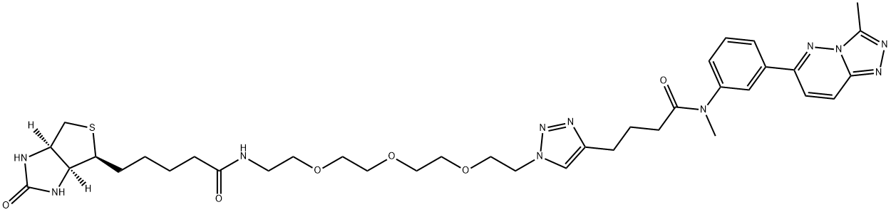 1H-Thieno[3,4-d]imidazole-4-pentanamide, hexahydro-N-[2-[2-[2-[2-[4-[4-[methyl[3-(3-methyl-1,2,4-triazolo[4,3-b]pyridazin-6-yl)phenyl]amino]-4-oxobutyl]-1H-1,2,3-triazol-1-yl]ethoxy]ethoxy]ethoxy]ethyl]-2-oxo-, (3aS,4S,6aR)- 구조식 이미지