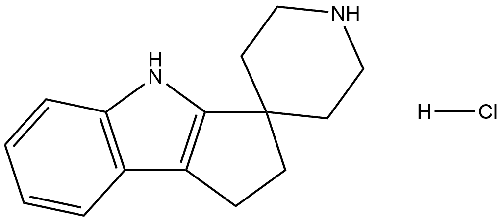 Spiro[cyclopent[b]indole-3(1H),4′-piperidine], 2,4-dihydro-, hydrochloride (1:1) Structure