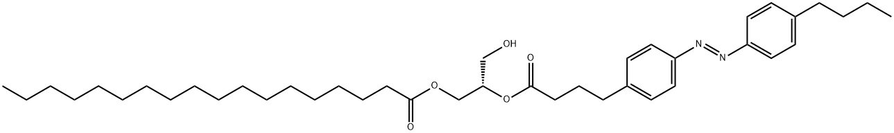 Benzenebutanoic acid, 4-[(1E)-2-(4-butylphenyl)diazenyl]-, (1S)-1-(hydroxymethyl)-2-[(1-oxooctadecyl)oxy]ethyl ester Structure