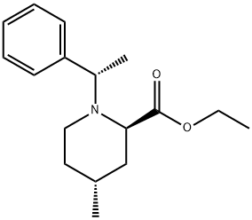 2-Piperidinecarboxylic acid, 4-methyl-1-[(1S)-1-phenylethyl]-, ethyl ester, (2R,4R)- Structure