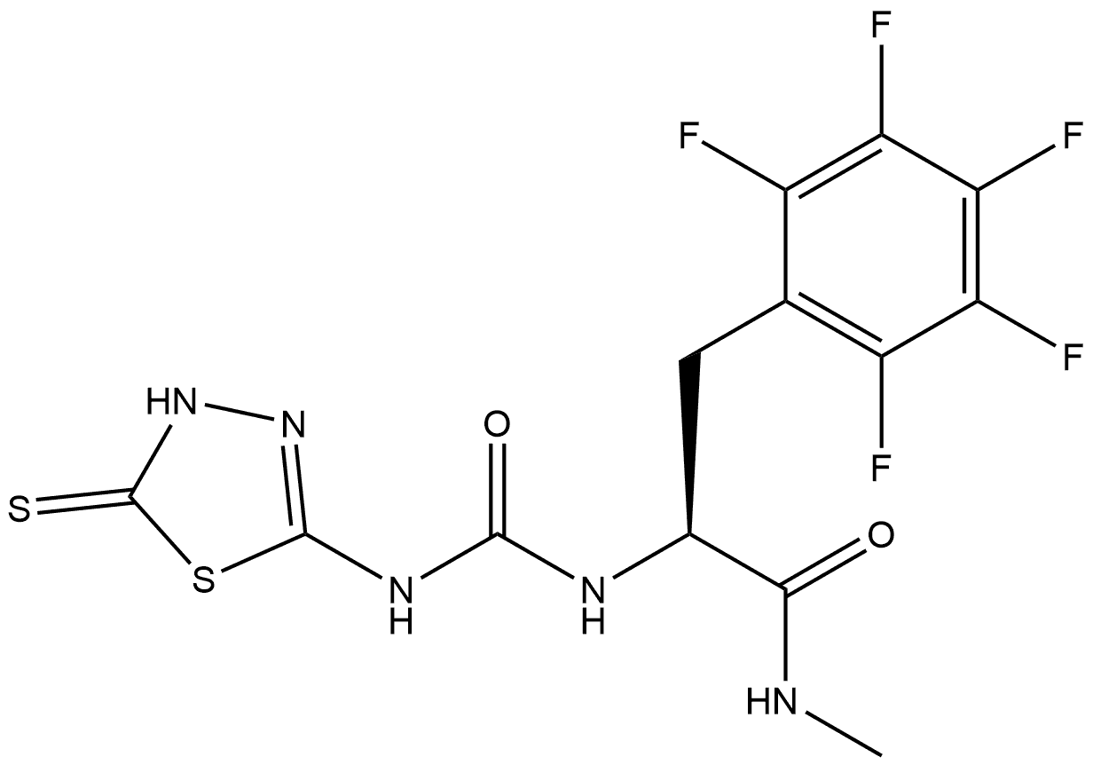 Benzenepropanamide, α-[[[(4,5-dihydro-5-thioxo-1,3,4-thiadiazol-2-yl)amino]carbonyl]amino]-2,3,4,5,6-pentafluoro-N-methyl-, (αS)- Structure