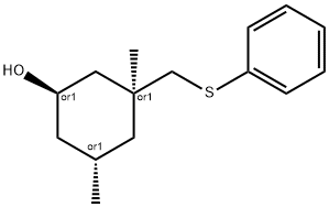 Cyclohexanol, 3,5-dimethyl-3-[(phenylthio)methyl]-, (1R,3S,5S)-rel- Structure