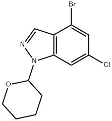 1H-Indazole, 4-bromo-6-chloro-1-(tetrahydro-2H-pyran-2-yl)- 구조식 이미지