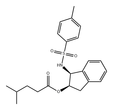Pentanoic acid, 4-methyl-, (1S,2R)-2,3-dihydro-1-[[(4-methylphenyl)sulfonyl]amino]-1H-inden-2-yl ester Structure