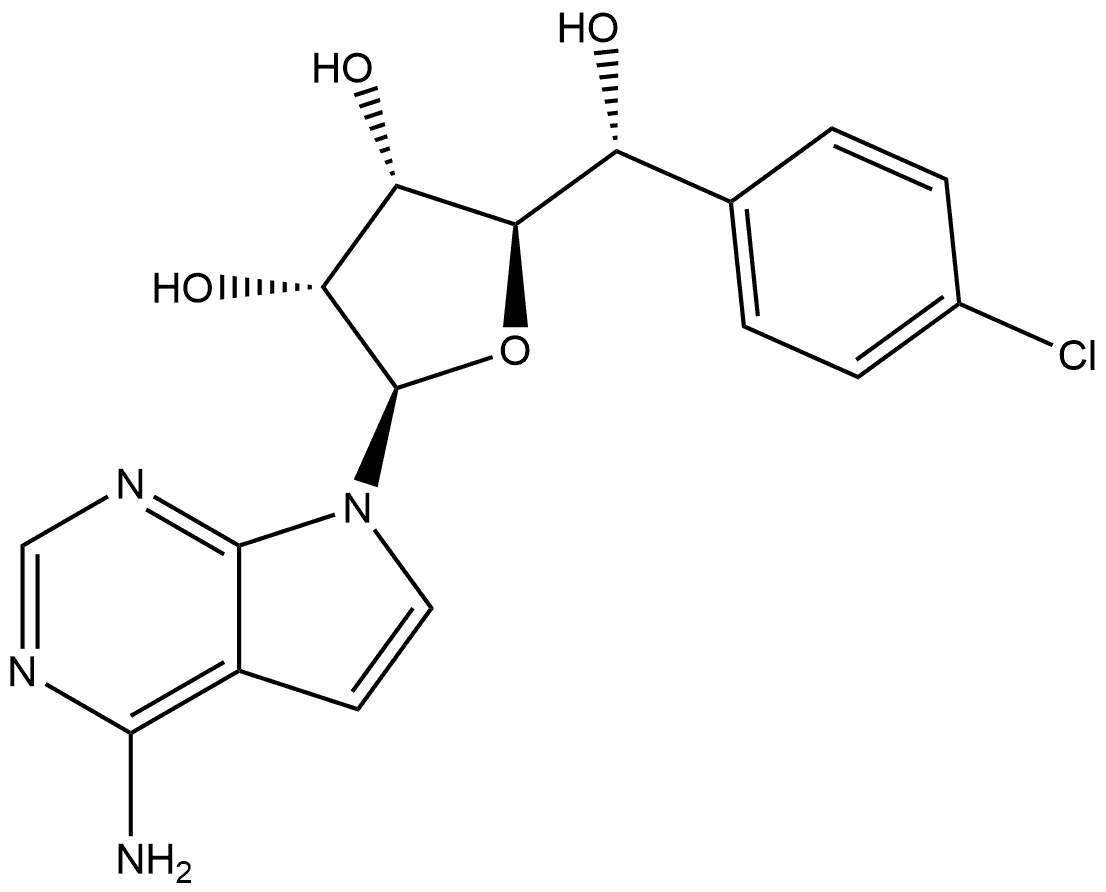 7-[(5R)-5-C-(4-Chlorophenyl)-β-D-ribofuranosyl]-7H-pyrrolo[2,3-d]pyrimidin-4-amine Structure