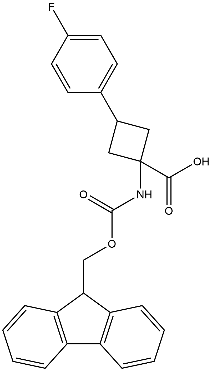 1-((((9H-fluoren-9-yl)methoxy)carbonyl)amino)-3-(4-fluorophenyl)cyclobutane-1-carboxylic acid Structure