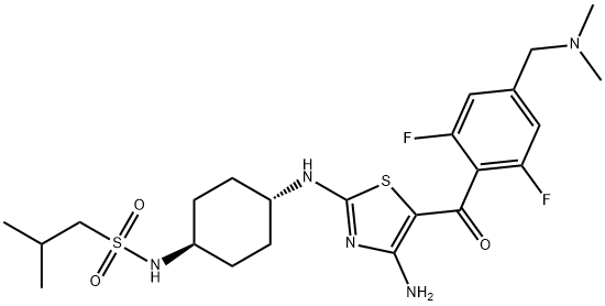 1-Propanesulfonamide, N-[trans-4-[[4-amino-5-[4-[(dimethylamino)methyl]-2,6-difluorobenzoyl]-2-thiazolyl]amino]cyclohexyl]-2-methyl- Structure