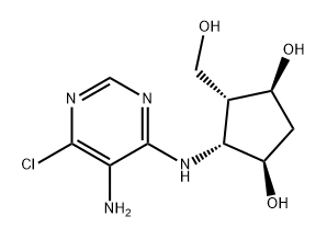 1,3-Cyclopentanediol, 4-[(5-amino-6-chloro-4-pyrimidinyl)amino]-5-(hydroxymethyl)-, (1S,3R,4R,5R)- Structure