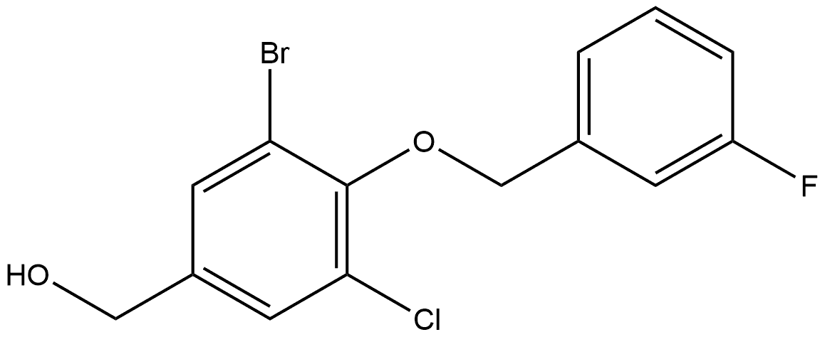 3-Bromo-5-chloro-4-[(3-fluorophenyl)methoxy]benzenemethanol Structure