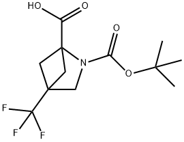 2-[(tert-butoxy)carbonyl]-4-(trifluoromethyl)-2-aza bicyclo[2.1.1]hexane-1-carboxylic acid Structure