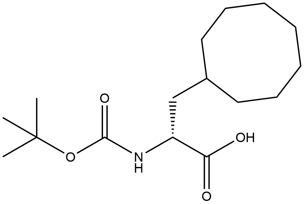 Cyclooctanepropanoic acid, α-[[(1,1-dimethylethoxy)carbonyl]amino]-, (αR)- Structure