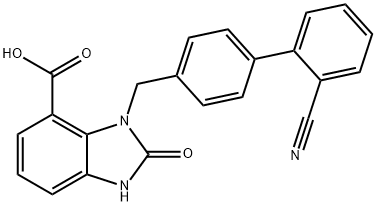 1H-Benzimidazole-4-carboxylic acid, 3-[(2'-cyano[1,1'-biphenyl]-4-yl)methyl]-2,3-dihydro-2-oxo- 구조식 이미지