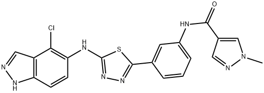 1H-Pyrazole-4-carboxamide, N-[3-[5-[(4-chloro-1H-indazol-5-yl)amino]-1,3,4-thiadiazol-2-yl]phenyl]-1-methyl- Structure