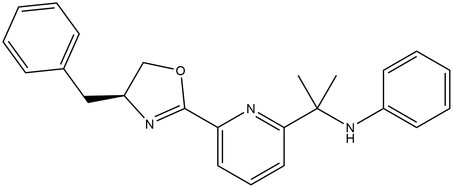 (S)-N-(2-(6-(4-Benzyl-4,5-dihydrooxazol-2-yl)pyridin-2-yl)propan-2-yl)aniline 구조식 이미지