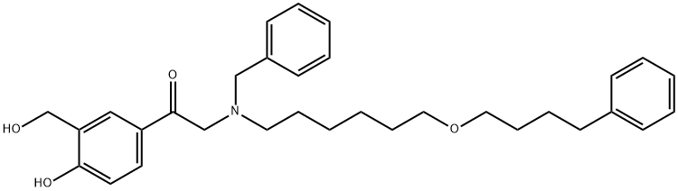 Ethanone, 1-[4-hydroxy-3-(hydroxymethyl)phenyl]-2-[[6-(4-phenylbutoxy)hexyl](phenylmethyl)amino]- 구조식 이미지