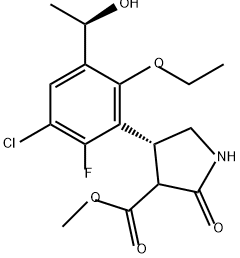 3-Pyrrolidinecarboxylic acid, 4-[3-chloro-6-ethoxy-2-fluoro-5-[(1R)-1-hydroxyethyl]phenyl]-2-oxo-, methyl ester, (4R)- Structure