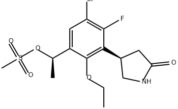 2-Pyrrolidinone, 4-[3-chloro-6-ethoxy-2-fluoro-5-[(1R)-1-[(methylsulfonyl)oxy]ethyl]phenyl]-, (4R)- Structure