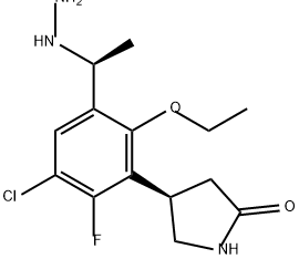 2-Pyrrolidinone, 4-[3-chloro-6-ethoxy-2-fluoro-5-[(1S)-1-hydrazinylethyl]phenyl]-, (4R)- Structure