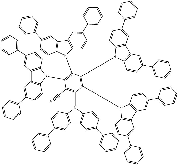 Benzonitrile, 2,3,4,5,6-pentakis(3,6-diphenyl-9H-carbazol-9-yl)- Structure