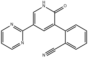 Benzonitrile, 2-[1,2-dihydro-2-oxo-5-(2-pyrimidinyl)-3-pyridinyl]- Structure