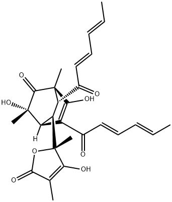 2(5H)-Furanone, 5-[(1S,2S,3R,4R,7S)-5,7-dihydroxy-4,7-dimethyl-8-oxo-3,6-bis[(2E,4E)-1-oxo-2,4-hexadien-1-yl]bicyclo[2.2.2]oct-5-en-2-yl]-4-hydroxy-3,5-dimethyl-, (5R)- Structure