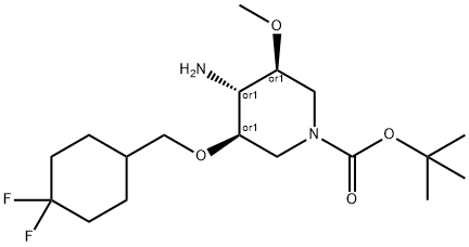 1-Piperidinecarboxylic acid, 4-amino-3-[(4,4-difluorocyclohexyl)methoxy]-5-methoxy-, 1,1-dimethylethyl ester, (3R,4R,5S)-rel- 구조식 이미지