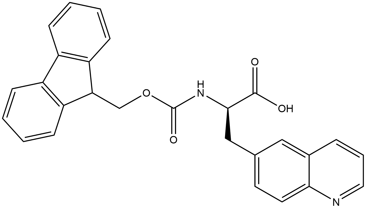 (R)-2-((((9H-fluoren-9-yl)methoxy)carbonyl)amino)-3-(quinolin-6-yl)propanoic acid Structure