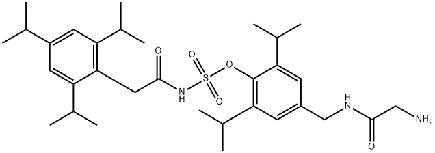 Sulfamic acid, [[2,4,6-tris(1-methylethyl)phenyl]acetyl]-, 4-[[(aminoacetyl)amino]methyl]-2,6-bis(1-methylethyl)phenyl ester (9CI) 구조식 이미지