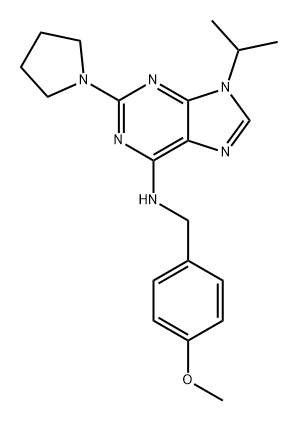 9H-Purin-6-amine, N-[(4-methoxyphenyl)methyl]-9-(1-methylethyl)-2-(1-pyrrolidinyl)- Structure