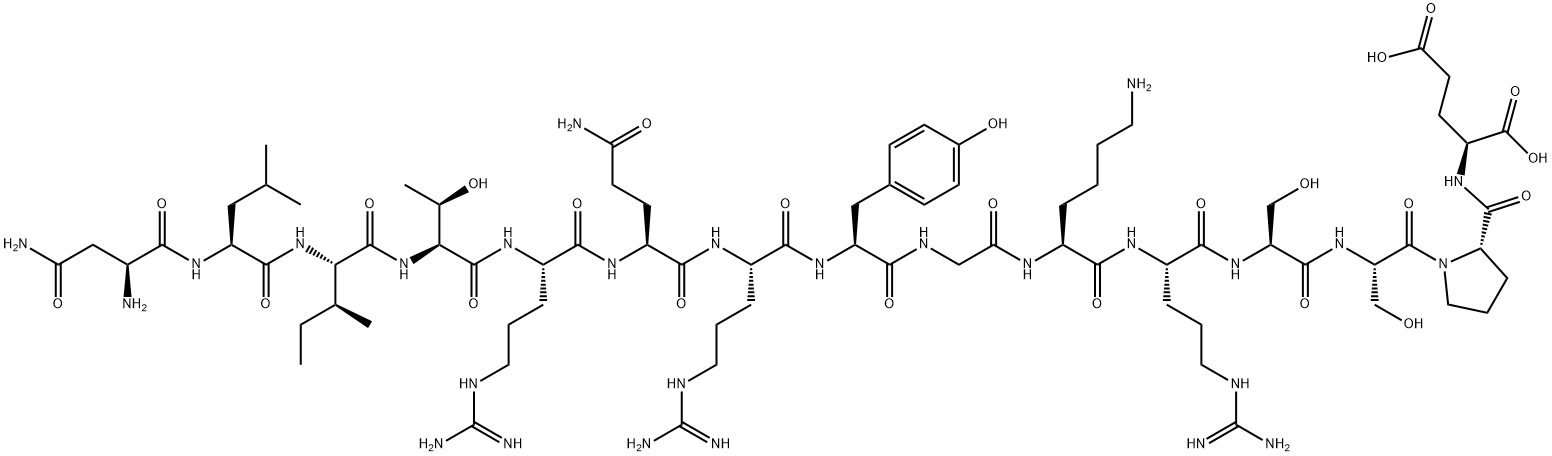 L-Glutamic acid, L-asparaginyl-L-leucyl-L-isoleucyl-L-threonyl-L-arginyl-L-glutaminyl-L-arginyl-L-tyrosylglycyl-L-lysyl-L-arginyl-L-seryl-L-seryl-L-prolyl- (9CI) Structure