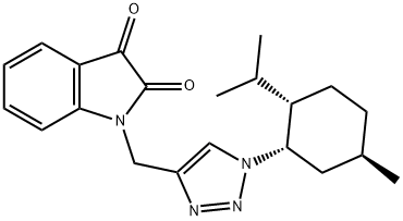 1H-Indole-2,3-dione, 1-[[1-[(1S,2S,5R)-5-methyl-2-(1-methylethyl)cyclohexyl]-1H-1,2,3-triazol-4-yl]methyl]- Structure