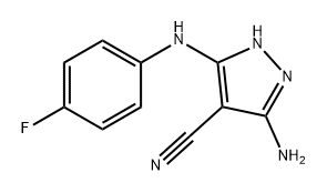 1H-Pyrazole-4-carbonitrile, 3-amino-5-[(4-fluorophenyl)amino]- Structure