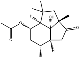 2H-Cyclopent[cd]inden-2-one, 5-(acetyloxy)decahydro-7b-hydroxy-2a,4,4,7-tetramethyl-, (2aS,4aR,5S,7R,7aS,7bR)- Structure