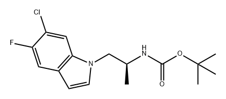 Carbamic acid, N-[(1S)-2-(6-chloro-5-fluoro-1H-indol-1-yl)-1-methylethyl]-, 1,1-dimethylethyl ester Structure